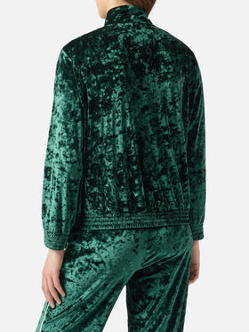 Miriam green chenille sweatshirt with embroidery