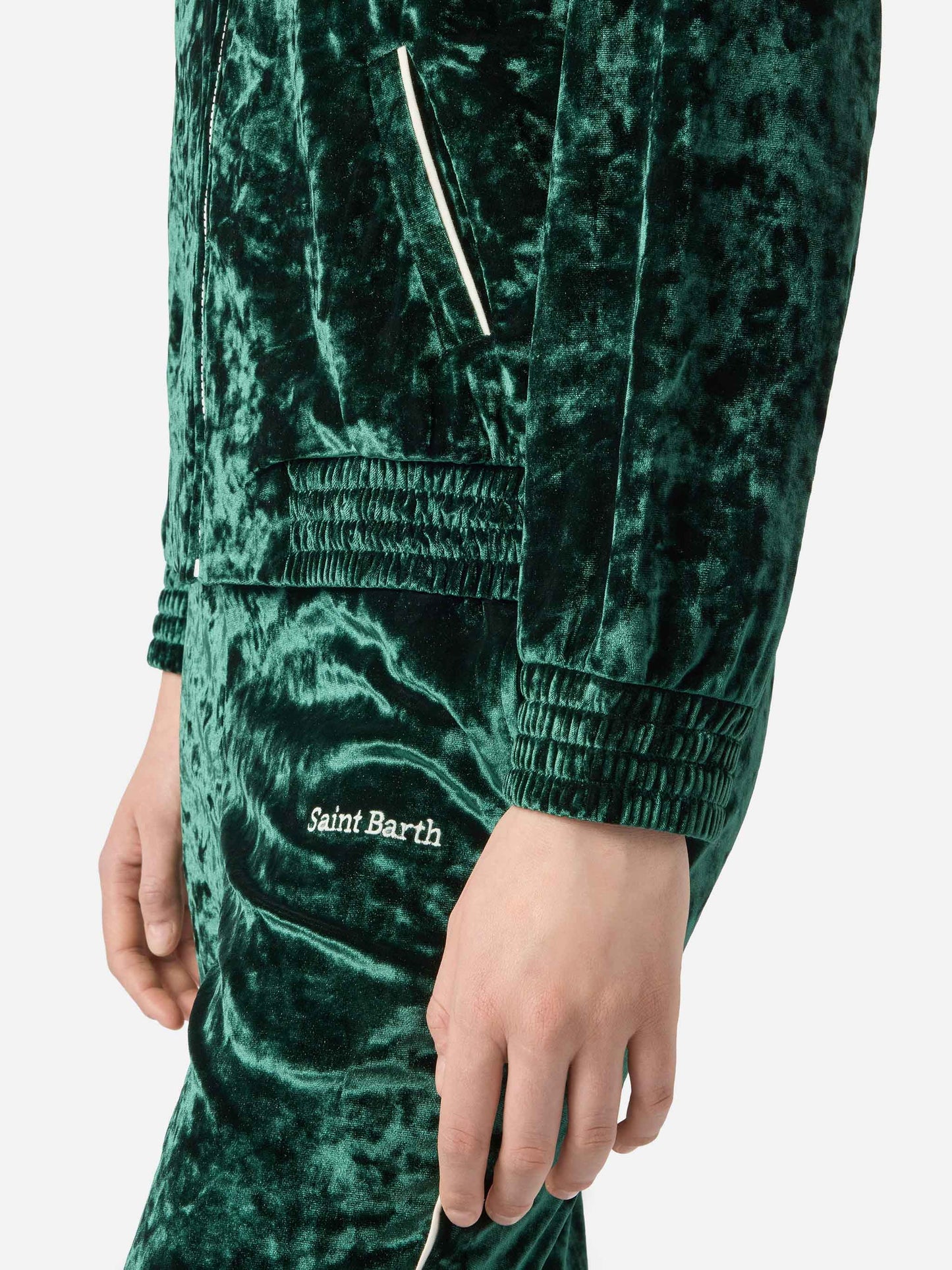 Miriam green chenille sweatshirt with embroidery