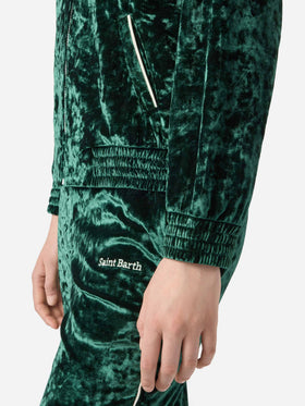Sudadera Miriam de chenilla verde con bordado 