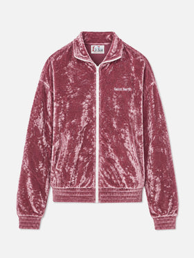 Sweat à capuche zippé en chenille rose Miriam 
