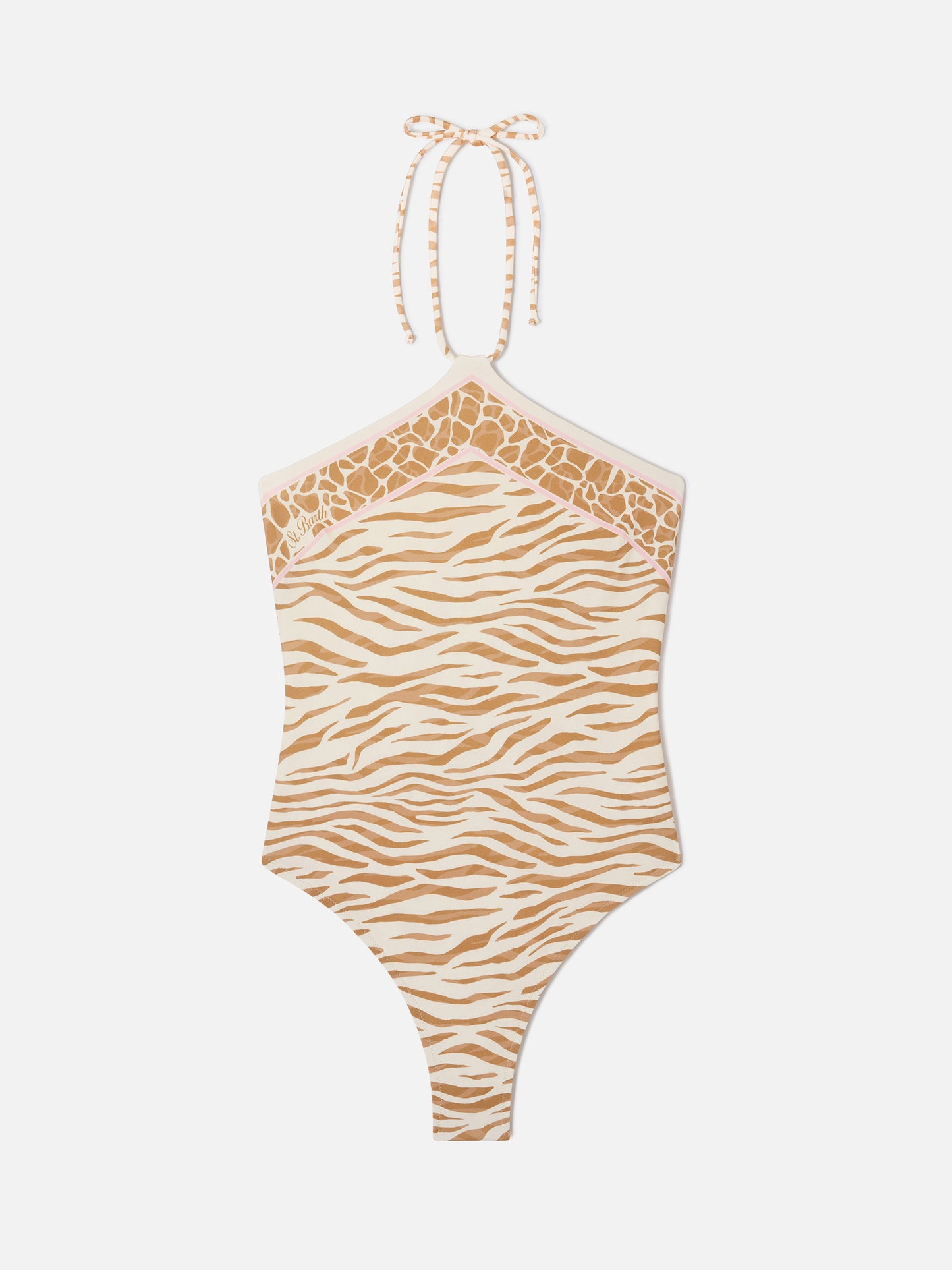 Meryem one-piece swimsuit with brown zebra animal print