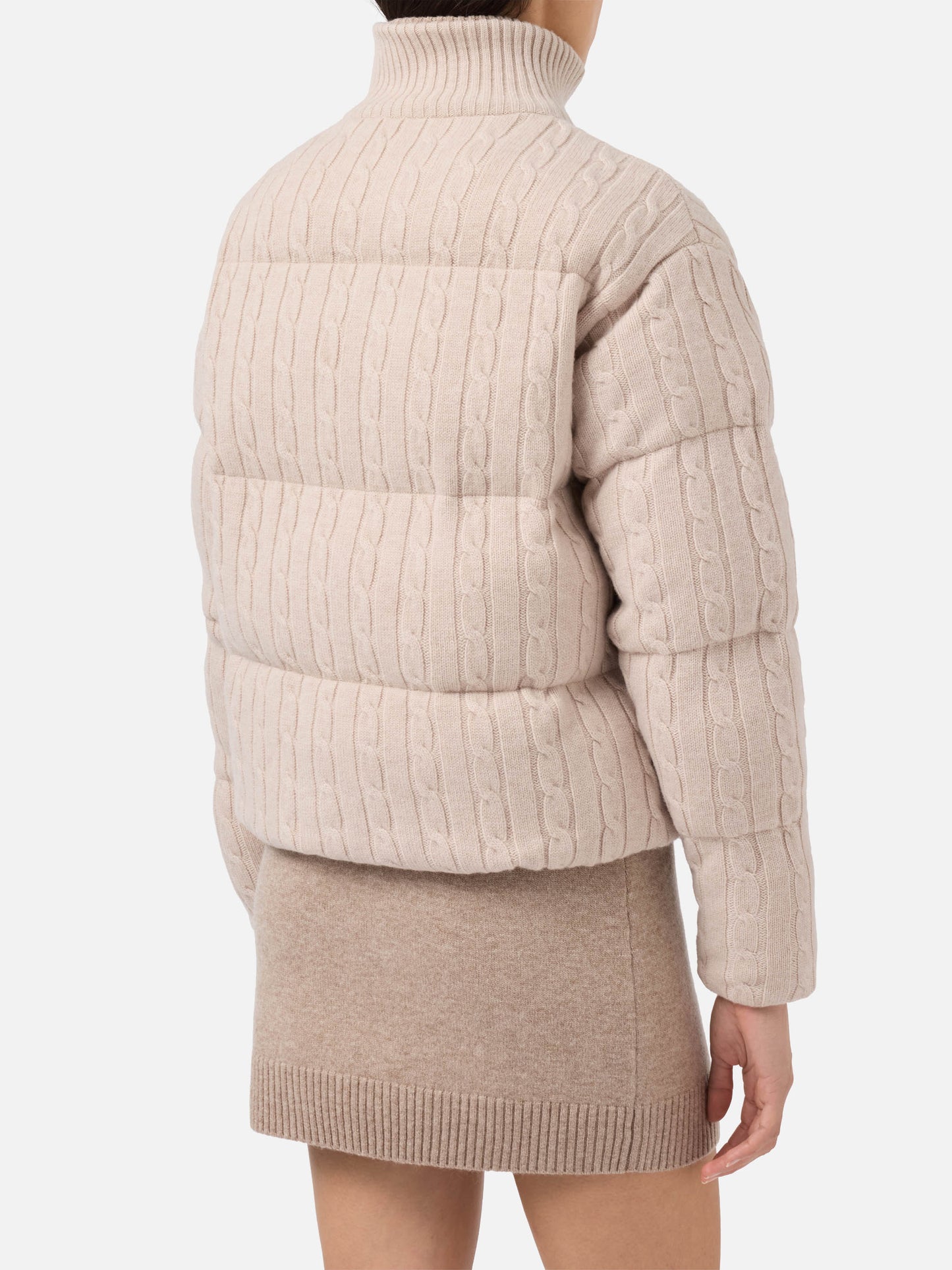 Chaqueta de lana de punto trenzado acolchada Mya 