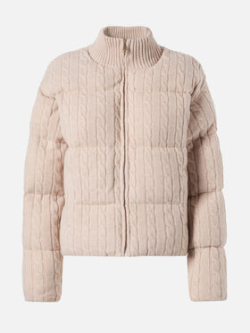 Chaqueta de lana de punto trenzado acolchada Mya 
