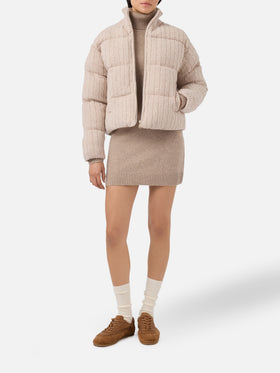 Chaqueta de lana de punto trenzado acolchada Mya 