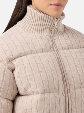 Chaqueta de lana de punto trenzado acolchada Mya 
