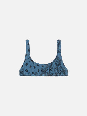 Naima crinkle classic bralette top with bandana print