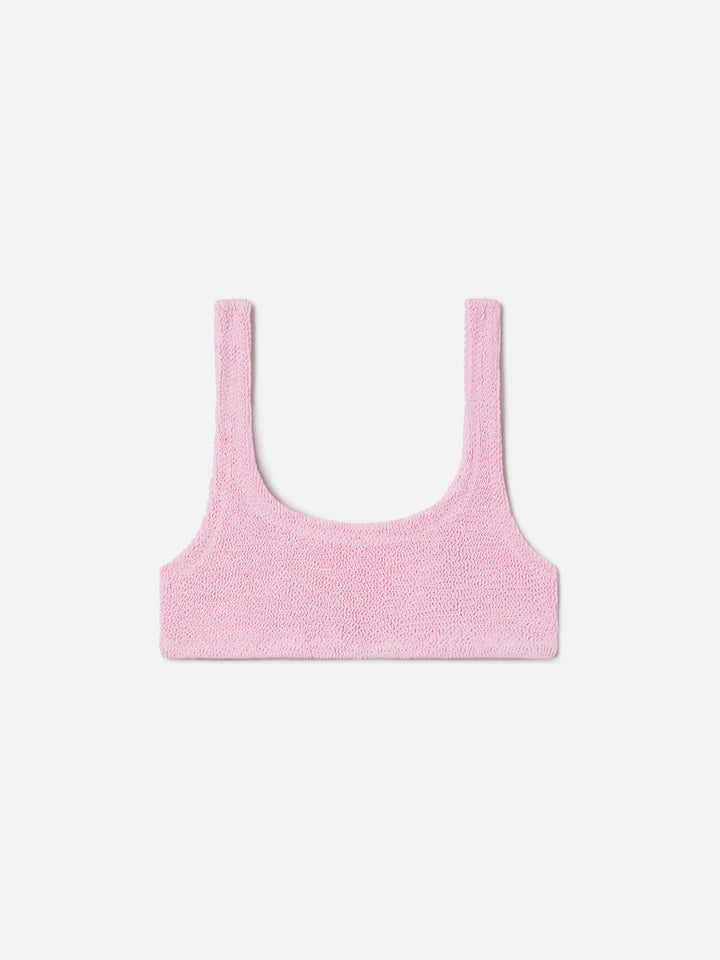 Naima bralette bikini top in pink crinkle fabric