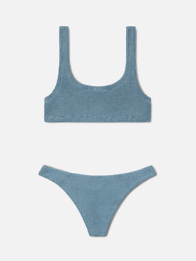 Naima Naomi light blue crinkle lurex bikini