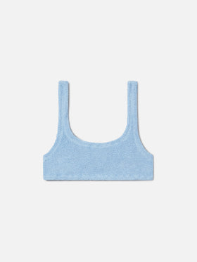 Top bikini Naima bralette in tessuto crinkle azzurro