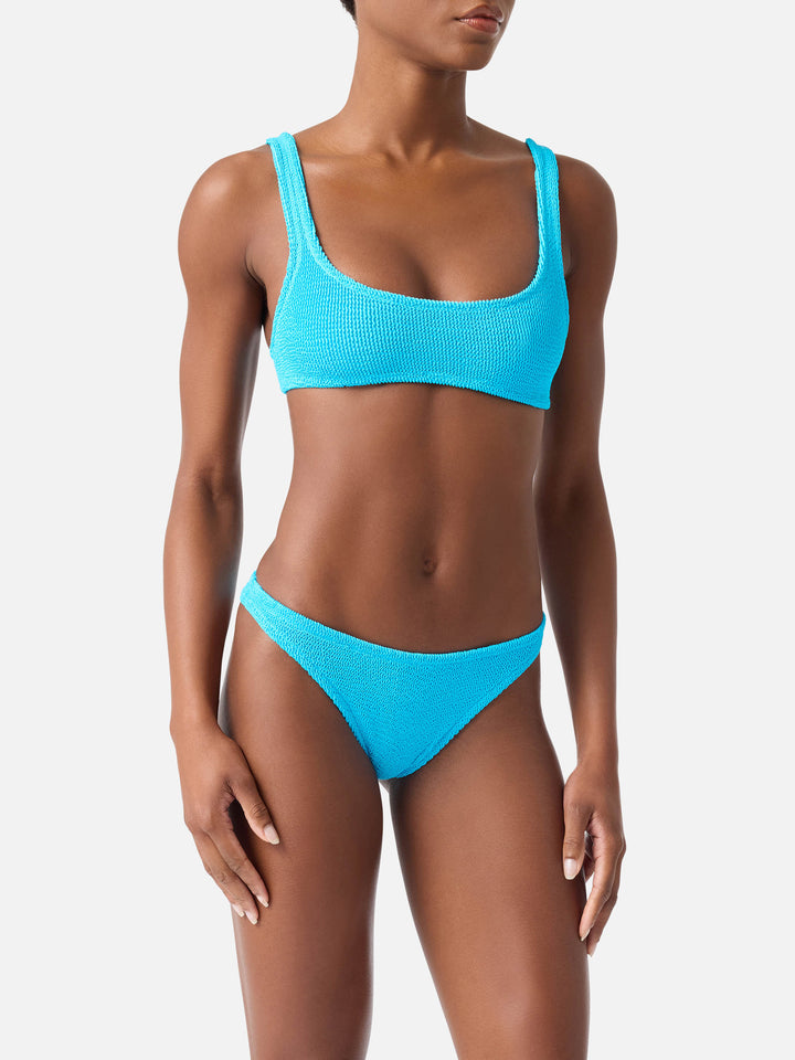 Naima Naomi Bikini aus türkisfarbenem Crinkle-Stoff 