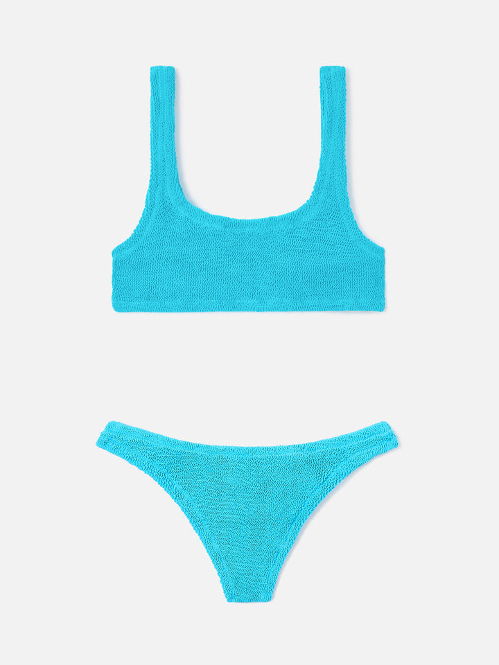 Naima Naomi Bikini aus türkisfarbenem Crinkle-Stoff 
