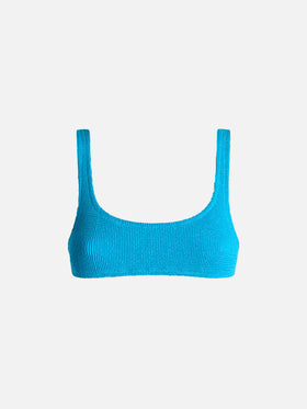 Woman turquoise classic lurex crinkle bralette Naima - MC2 Saint Barth