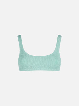 Naima – Klassisches Bralette-Top in Crinkle-Optik in Salbeigrün