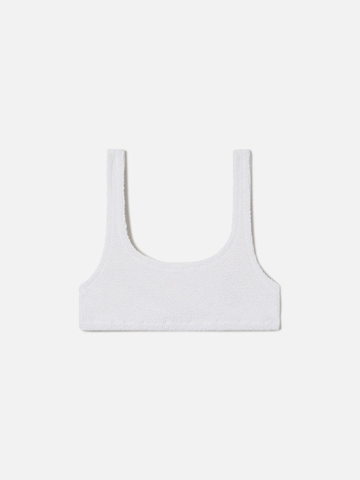 Naima bralette bikini top in white crinkle fabric