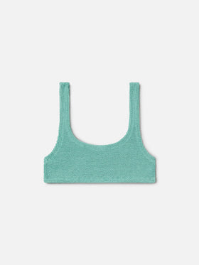Naima bralette bikini top in sage green crinkle fabric