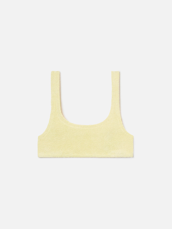 Naima bralette bikini top in yellow crinkle fabric