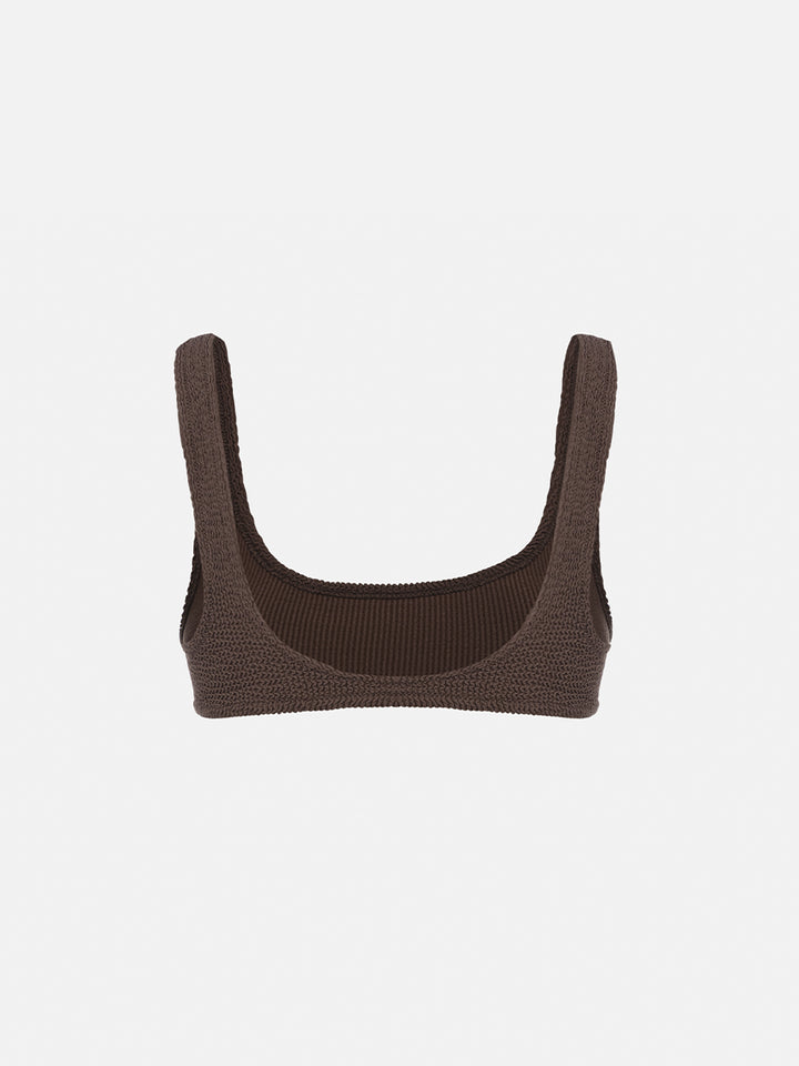 Naima brown crinkle classic bralette top - MC2 Saint Barth