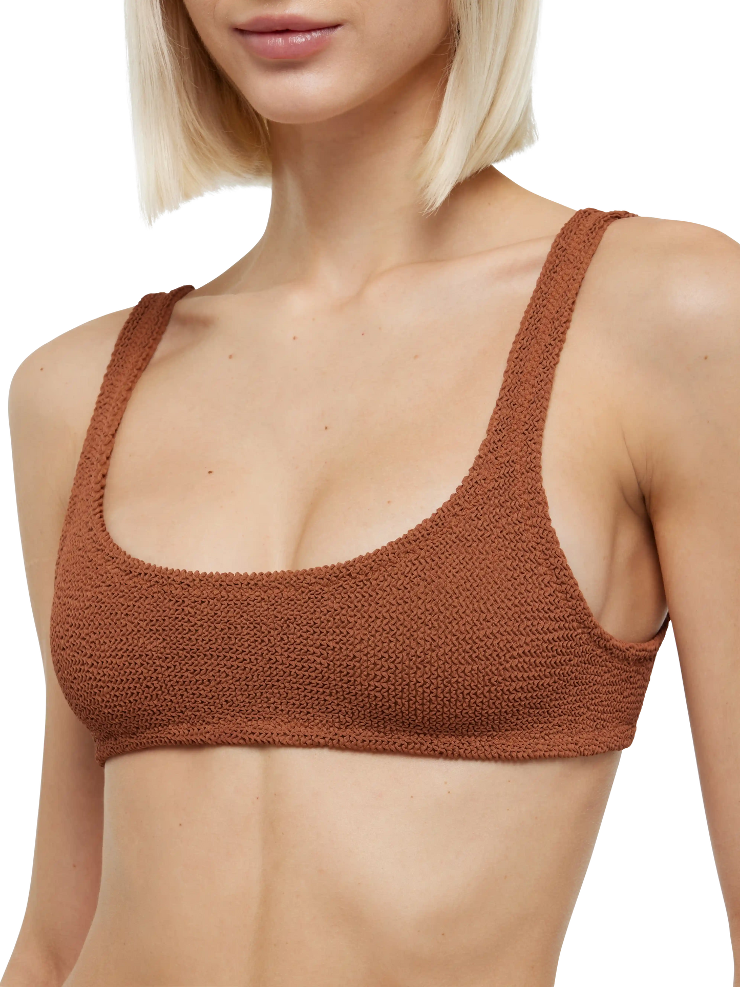 Classic crinkle bralette bikini Naima Naomi in camel brown - MC2 Saint Barth