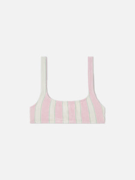 Top bikini Naima bralette in tessuto crinkle a righe rosa