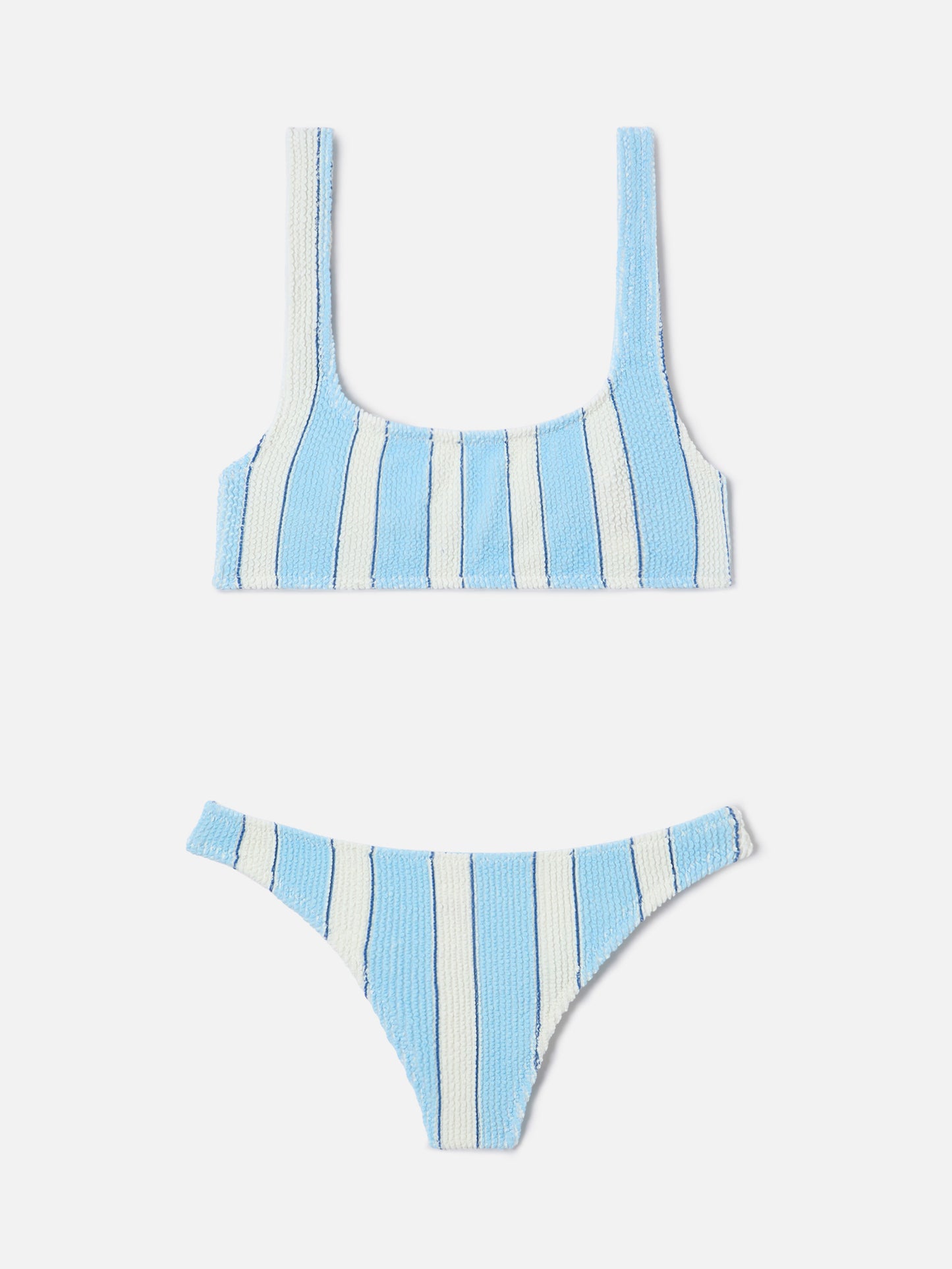 Bikini de tejido arrugado a rayas azul claro Naima Naomi 