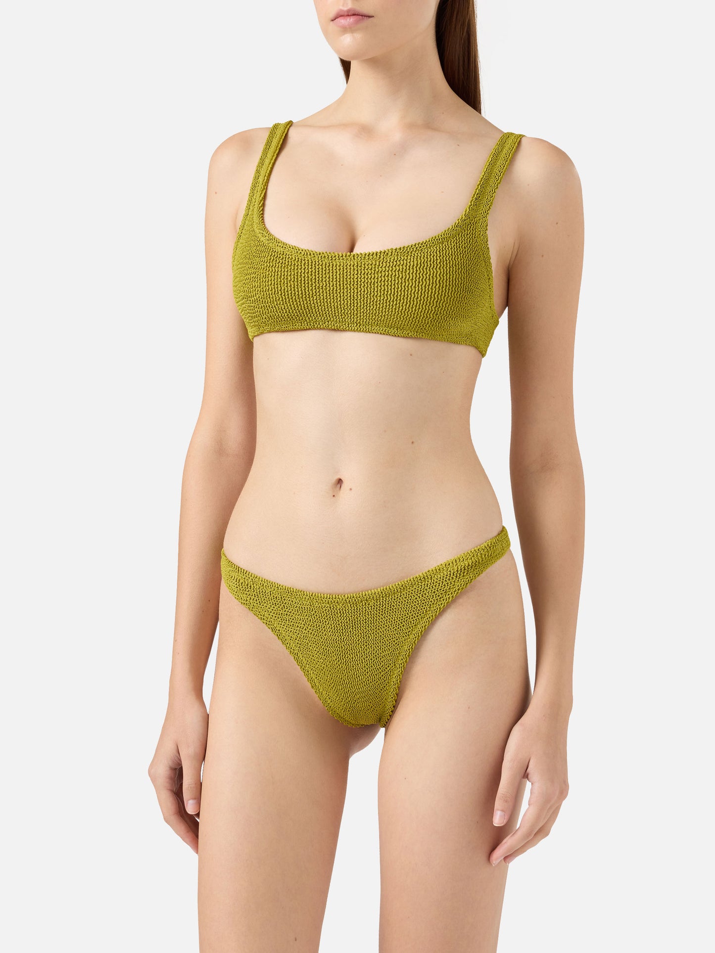 Bikini brassière Naima Naomi en crinkle coloris pistache 