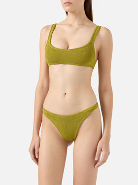 Bikini brassière Naima Naomi en crinkle coloris pistache 
