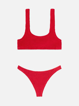 Naima red crinkle classic bralette top