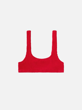 Naima red crinkle classic bralette top