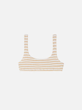 Naima Crinkle-Bralette-Top mit beigefarbenem Streifenmuster