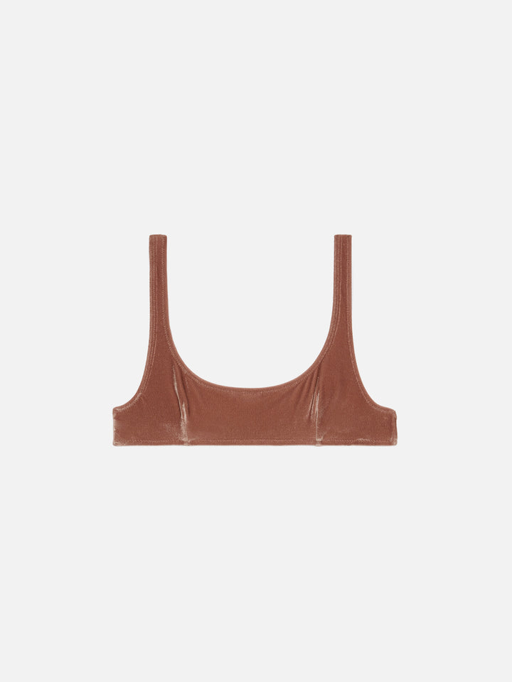 Naima – Klassisches Bralette-Oberteil aus kamelbraunem Samt
