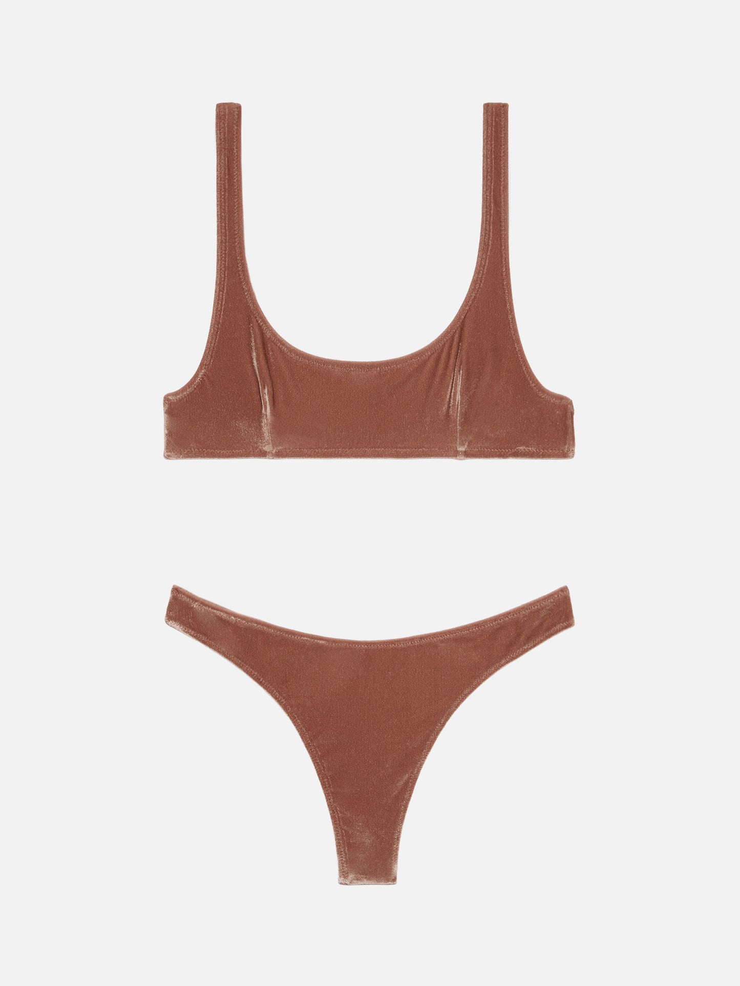 Bikini bralette de terciopelo Naima Naomi en marrón camel 