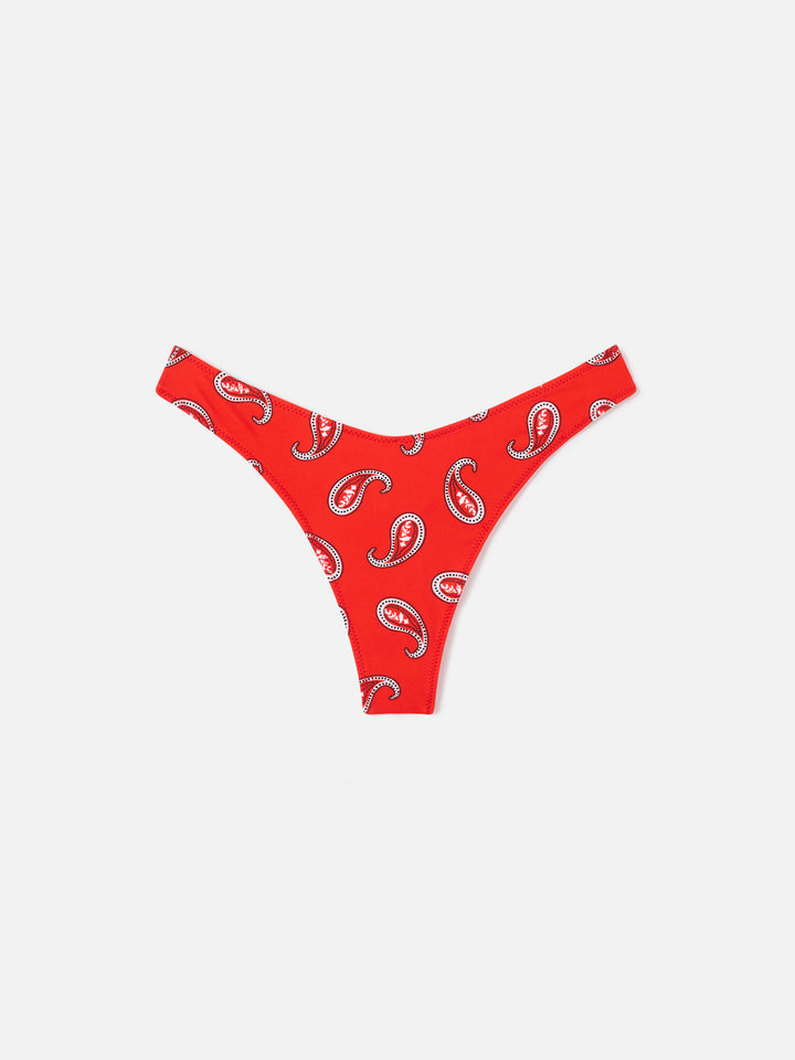 Rote Naomi Cheeky-Swim-Briefs mit Paisley-Print 