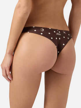Amira Naomi brown white polka dot bikini