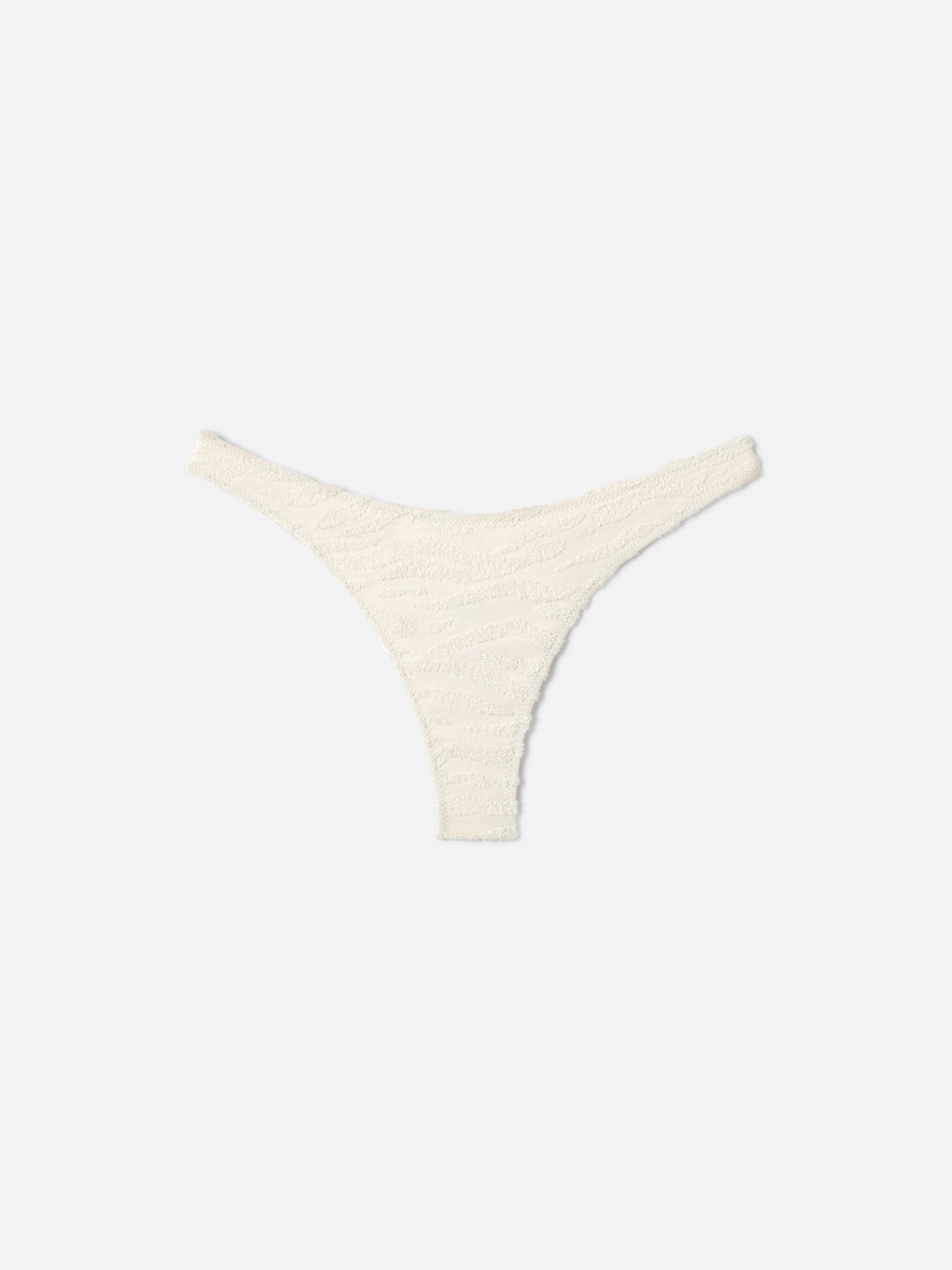 Bas de bikini Naomi cheeky en éponge beige à motif zèbre embossé 