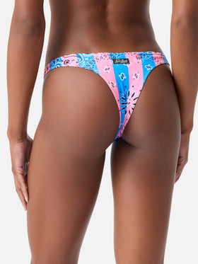 Judy Naomi striped bandana bralette bikini dusty blue and pink