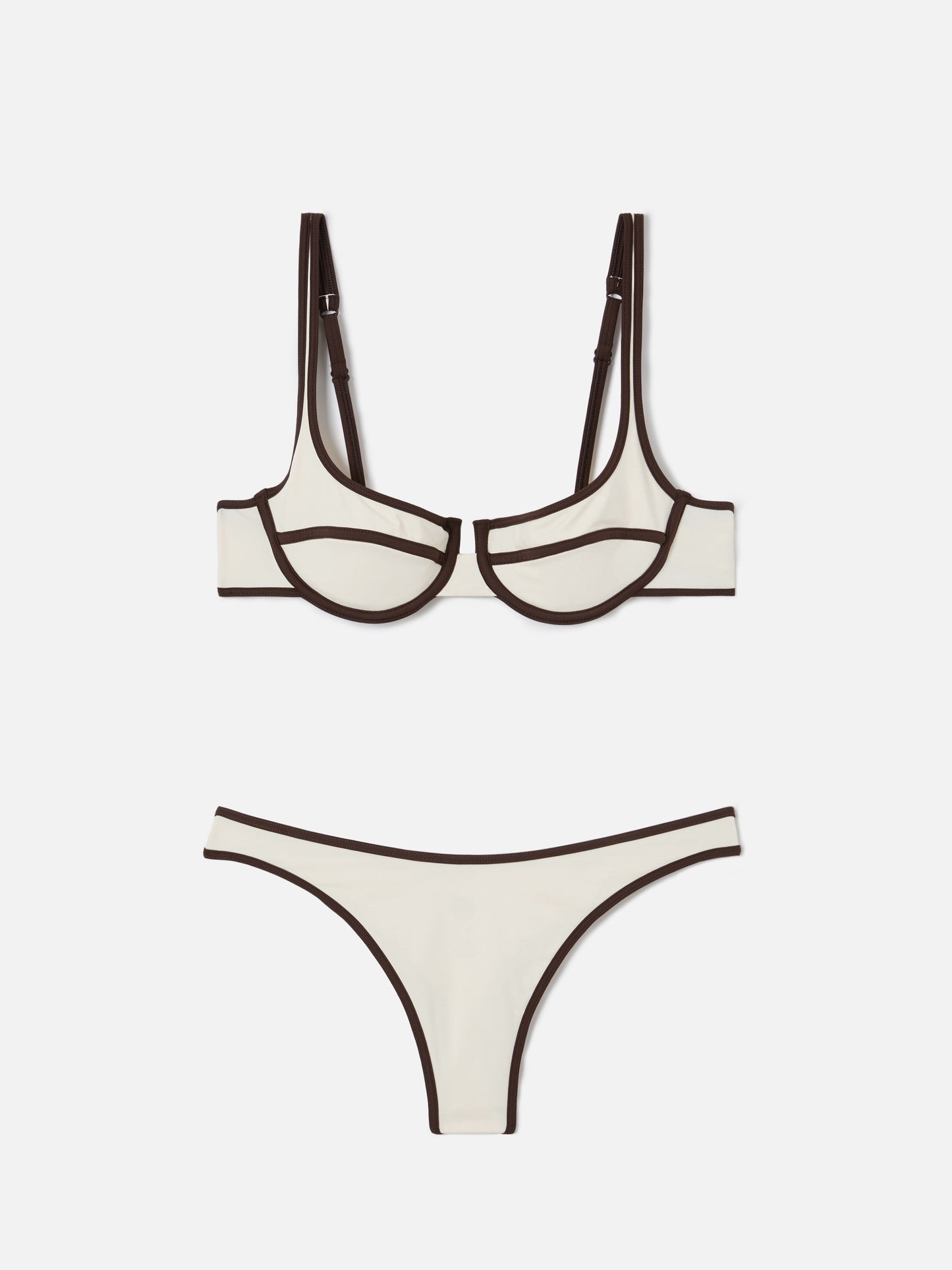 Amira String Naomi String cream and brown contrast trim bikini