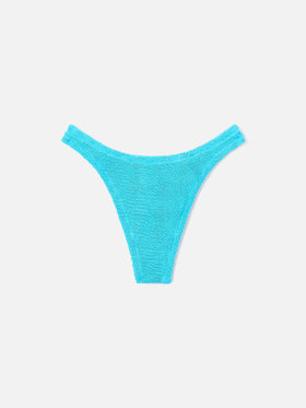 Naomi Bikini-Slip im brasilianischen Schnitt aus türkisfarbenem Crinkle-Stoff 