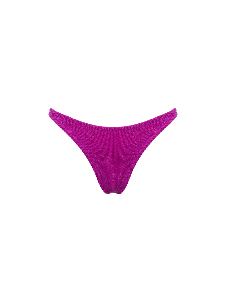 Woman fuchsia lurex crinkle cheeky swim briefs Naomi - MC2 Saint Barth
