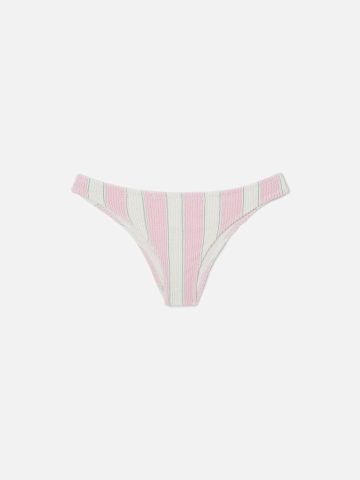 Naima bralette bikini top in pink striped crinkle fabric