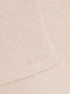 Bufanda con capucha Nell de cachemira beige con bordado del logo 