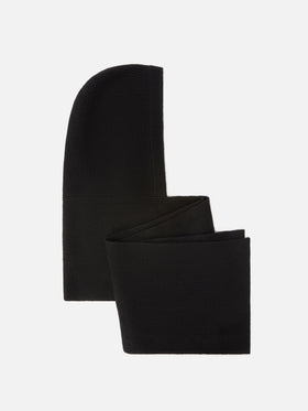 Écharpe à capuche Nell en cachemire noir avec broderie logo 