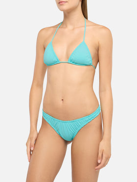 Wassergrüner Triangel-Bikini von Nilly Nalu mit frechem Badehöschen