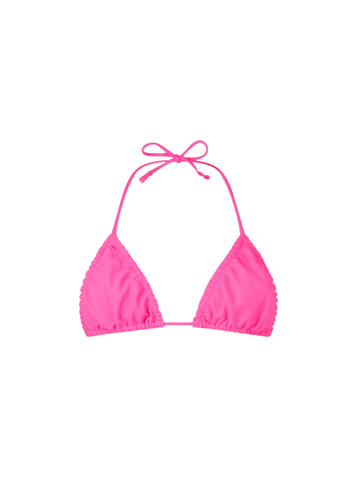 Fluo pink Nilly solid color triangle bikini top