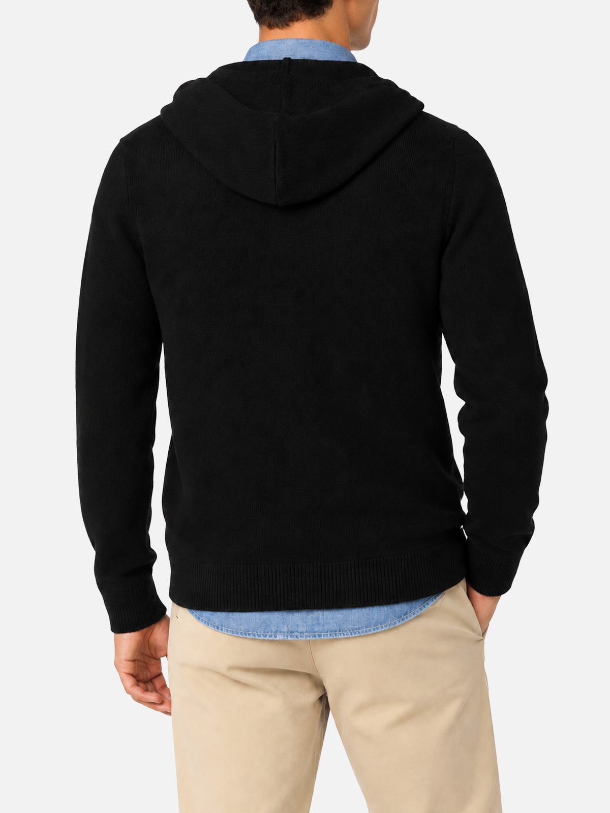 Black Notting lambswool hooded full zip sweater