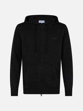 Man black lambswool hooded sweater Notting - MC2 Saint Barth