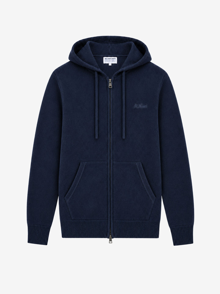 Kapuzenpullover aus Notting wool in Uni-Navyblau 