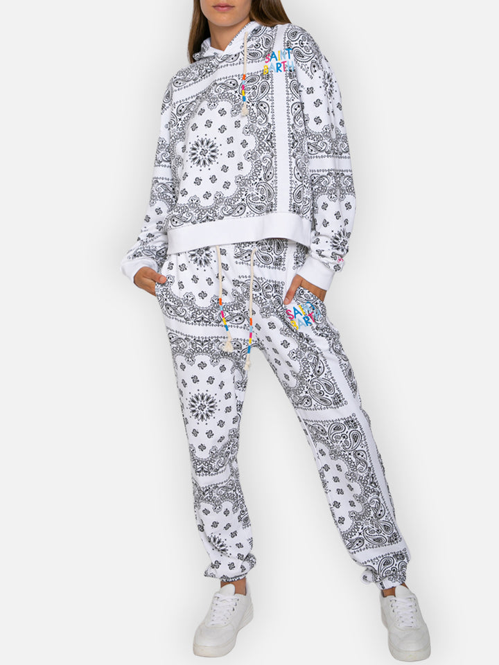 Cotton joggers with bandanna print
