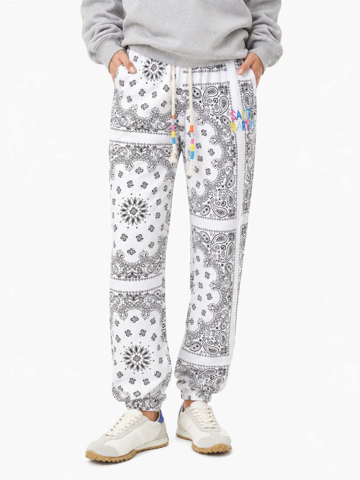 Cotton joggers with bandanna print