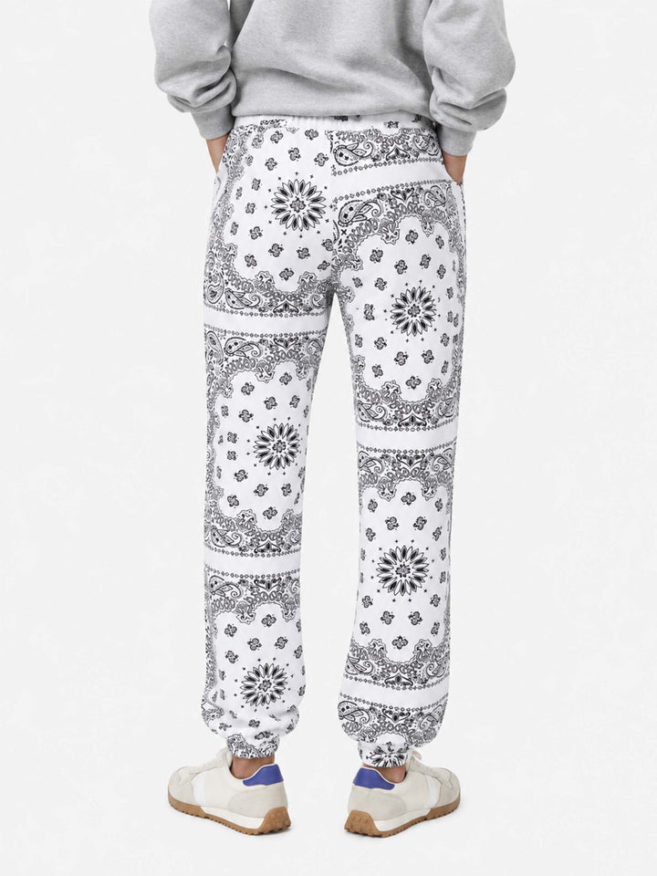 Cotton joggers with bandanna print
