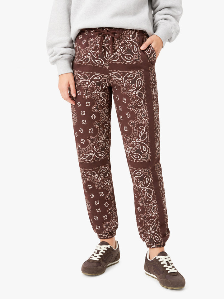 Feece cotton pants Odalys with brown bandana print